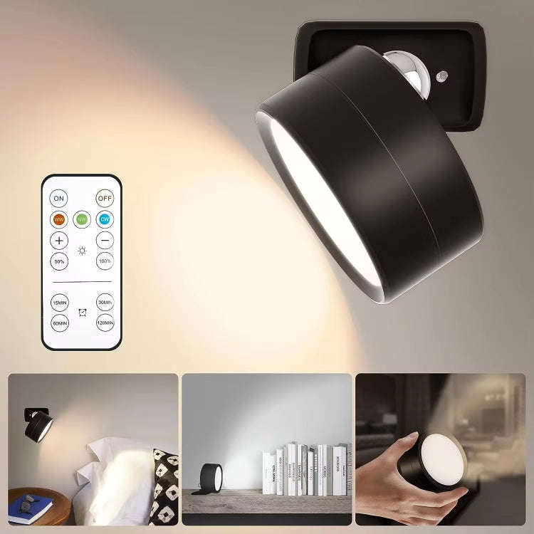 LED 360 Degree Rotating Lamp Magnetic Cabinet Spotlight Atmosphere Night Light, Spec:  Black