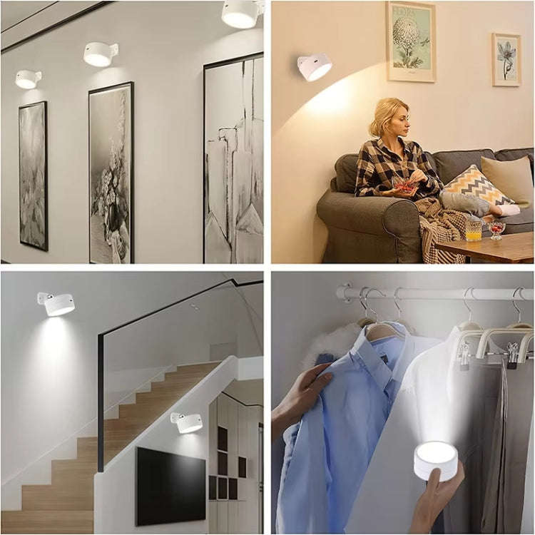 LED 360 Degree Rotating Lamp Magnetic Cabinet Spotlight Atmosphere Night Light, Spec:  White
