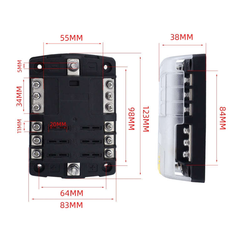 6-Way LED Indicator Fuse Box Socket For RV And Yacht, Set: Configuration 4