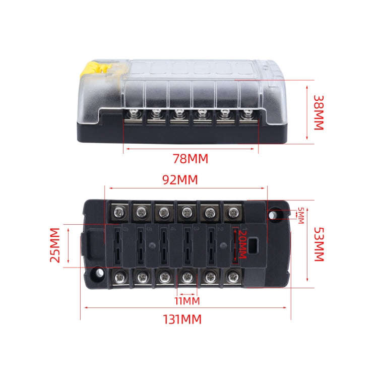 6-Way Plug-In Insulated Cover Fuse Box For Cars Yachts, Set: Enhanced Version B