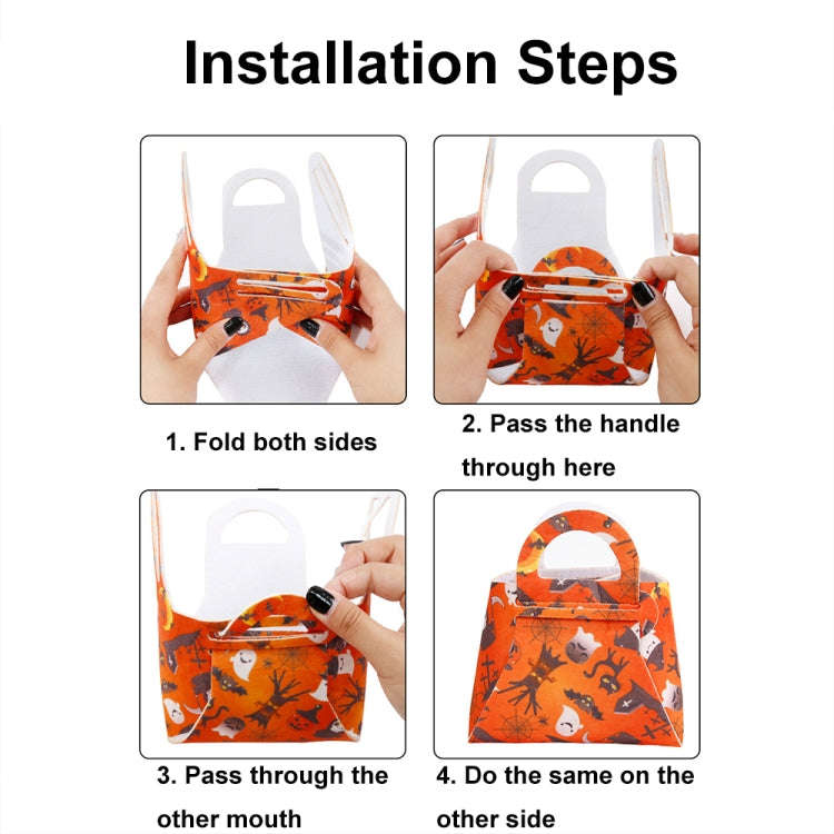 2pcs /Pack DIY Halloween Candy Bag Children Dress-Up Felt Gift Bag(Spider Web Skeleton Pumpkin)
