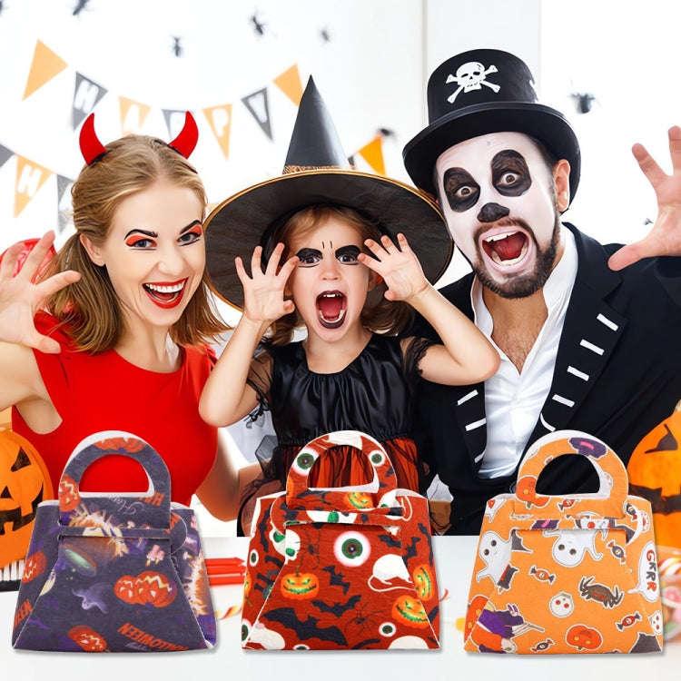 2pcs /Pack DIY Halloween Candy Bag Children Dress-Up Felt Gift Bag(Spider Web Skeleton Pumpkin)