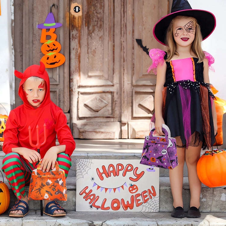2pcs /Pack DIY Halloween Candy Bag Children Dress-Up Felt Gift Bag(Spider Web Skeleton Pumpkin)