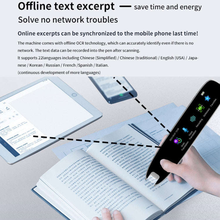 International Version Multi-language Scanning Offline Intelligent Simultaneous Translation Pen(Blue)