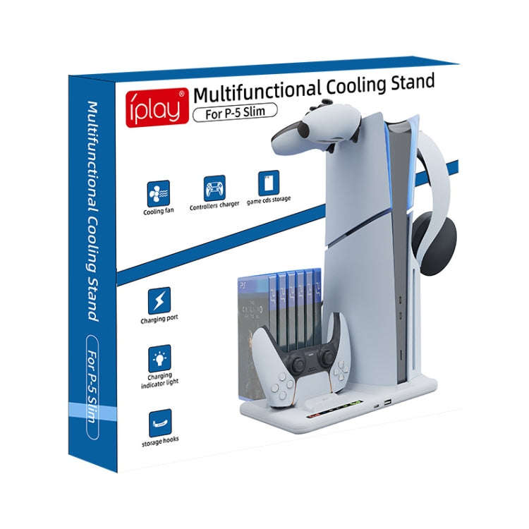 For PS5 Slim iplay Multifunctional Cooling Stand with Dual Controller Charging Station Headset Ho...