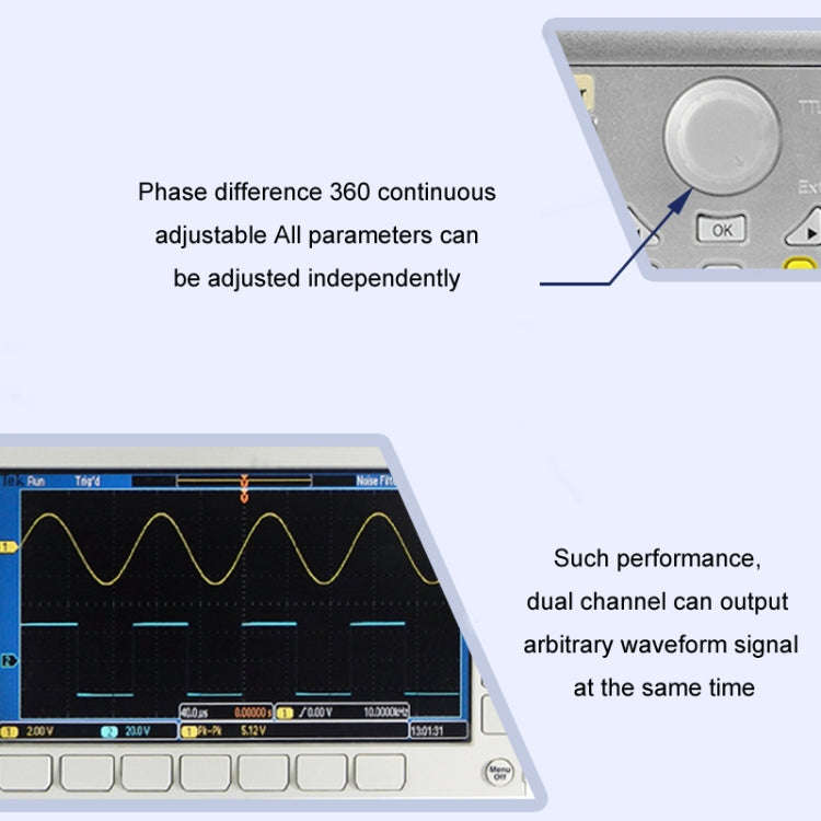 JUNTEK Programmable Dual-Channel DDS Function Arbitrary Waveform Signal Generator, Frequency: 60M...