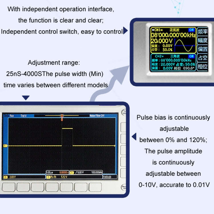 JUNTEK Programmable Dual-Channel DDS Function Arbitrary Waveform Signal Generator, Frequency: 50M...