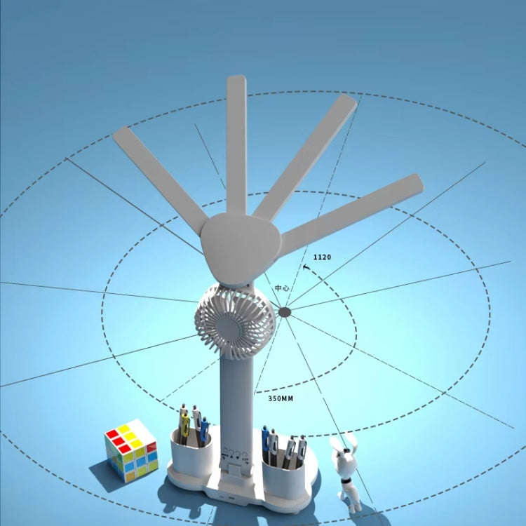 4-head Desk Lamp Foldable Reading Lamp 3-gear Color Adjustment, Spec: Plug-in Fan Clock Model