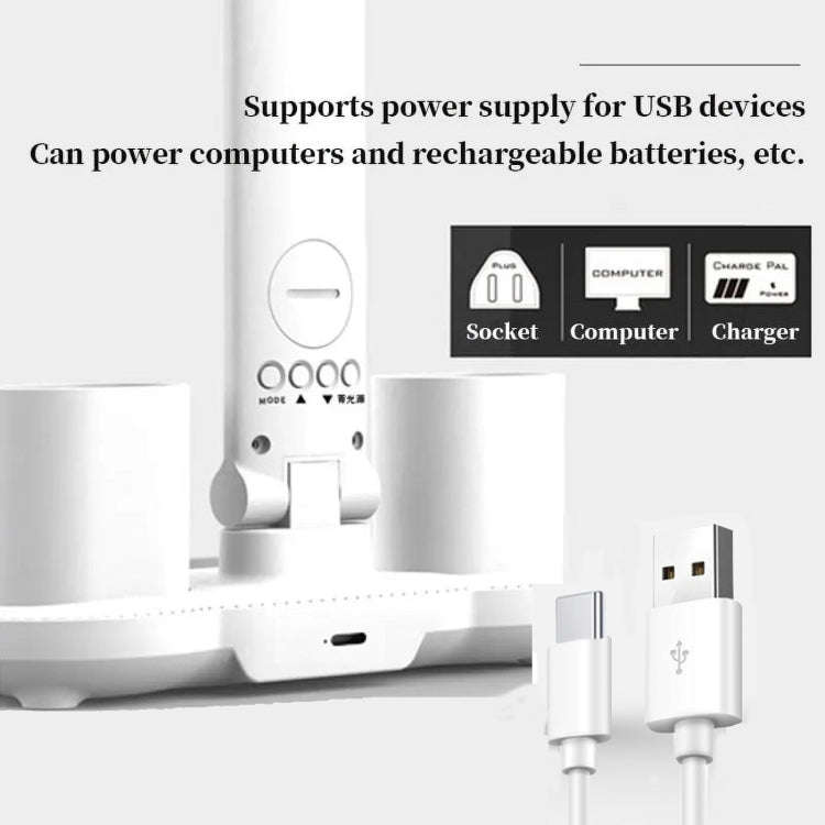Charging Model 3200mAH With Clock Round Desk Lamp Study Reading Folding Smart Bedside Eye Protect...