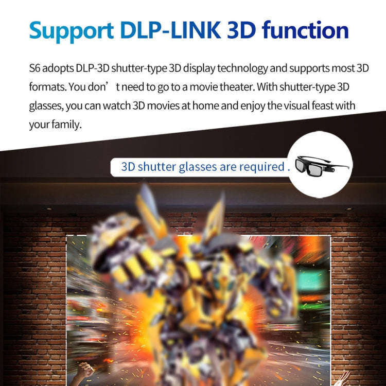 TOUMEI S8 1080P/4K DLP Android 11.OS Wifi 3D Wireless Projector US Plug