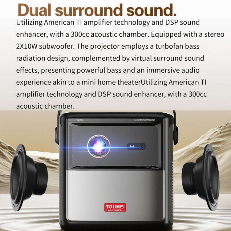 TOUMEI S8 1080P/4K DLP Android 11.OS Wifi 3D Wireless Projector US Plug