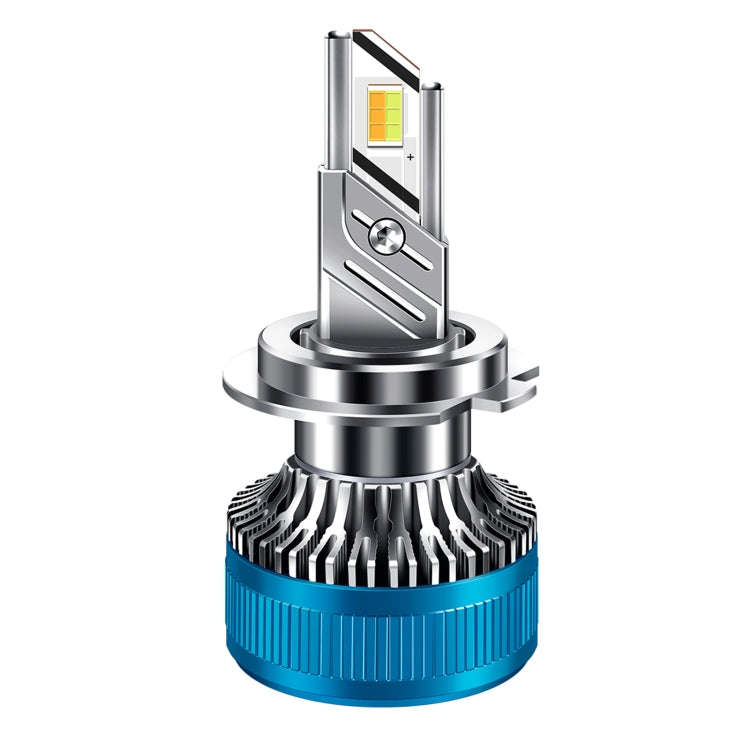 50W Three-color LED Double Copper Tube Aluminum Alloy Headlight, Bulb: H7