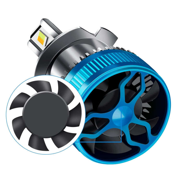 50W Three-color LED Double Copper Tube Aluminum Alloy Headlight, Bulb: H7
