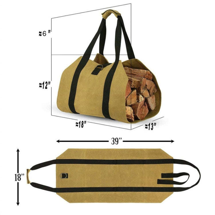Outdoor Large Capacity Firewood Storage Bag Portable And Durable Logging Kit, Style: 600D PVC(Black)