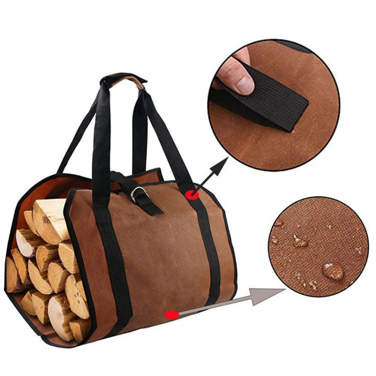 Outdoor Large Capacity Firewood Storage Bag Portable And Durable Logging Kit, Style: 600D PVC(Black)