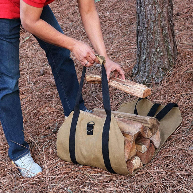 Outdoor Large Capacity Firewood Storage Bag Portable And Durable Logging Kit, Style: 600D PVC(Black)