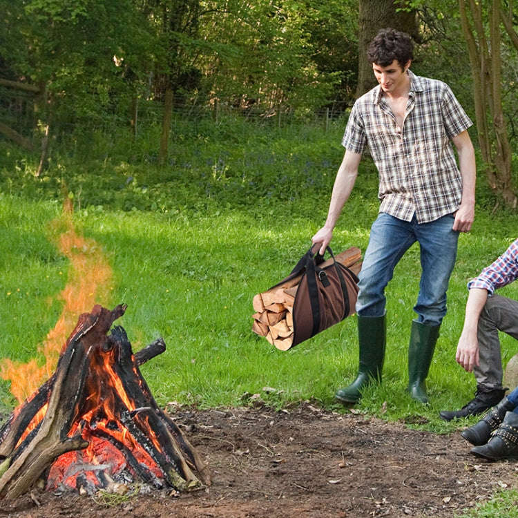 Outdoor Large Capacity Firewood Storage Bag Portable And Durable Logging Kit, Style: 600D PVC(Black)