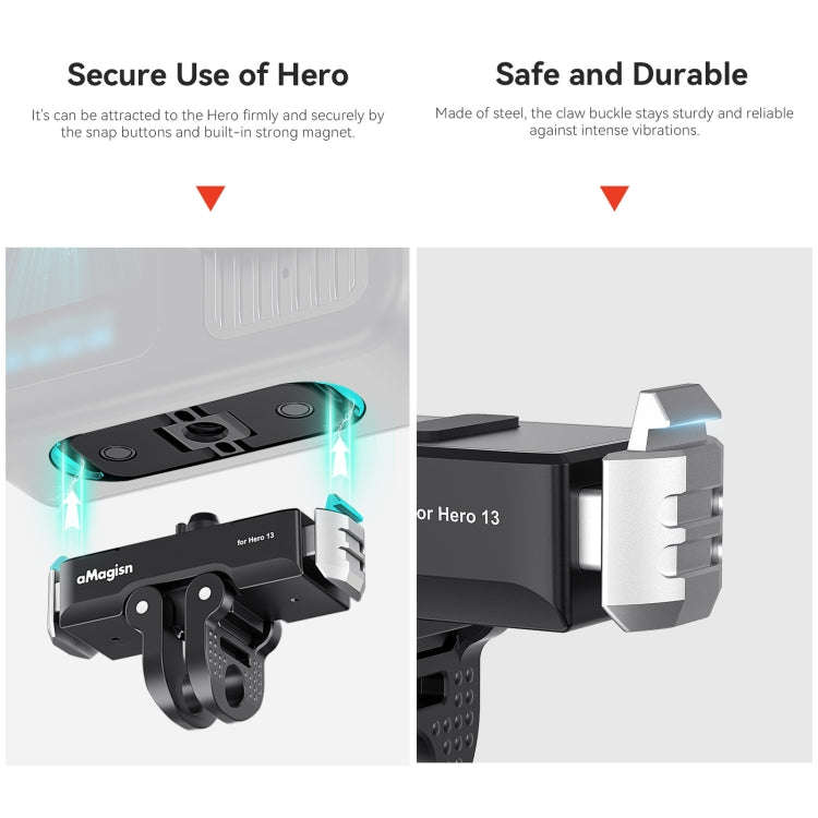 For GoPro HERO13 Black aMagisn Metal Magnetic Quick Release Base Dual Interface Adapter