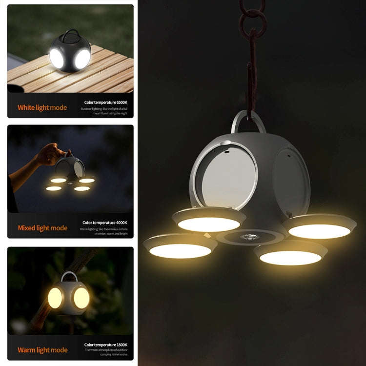HX123 Handheld Folding Flashlight Camping Light Portable Outdoor Wireless Atmosphere Light(Gray)