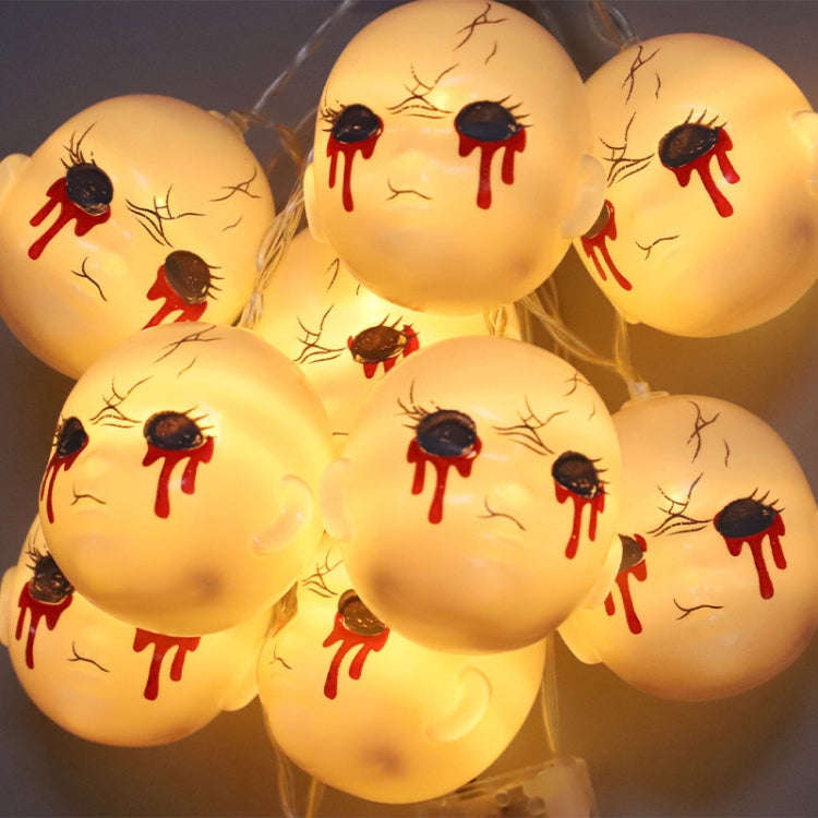 LED Halloween Decoration Atmosphere Layout Ghost Face Light String, Model: 1.5m 10 LEDs Always On...