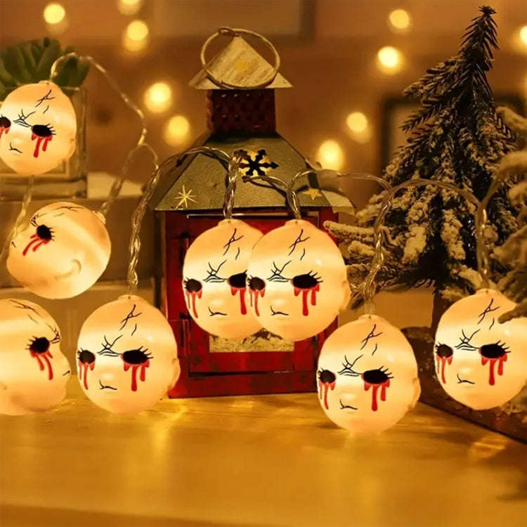 LED Halloween Decoration Atmosphere Layout Ghost Face Light String, Model: 1.5m 10 LEDs Always On...