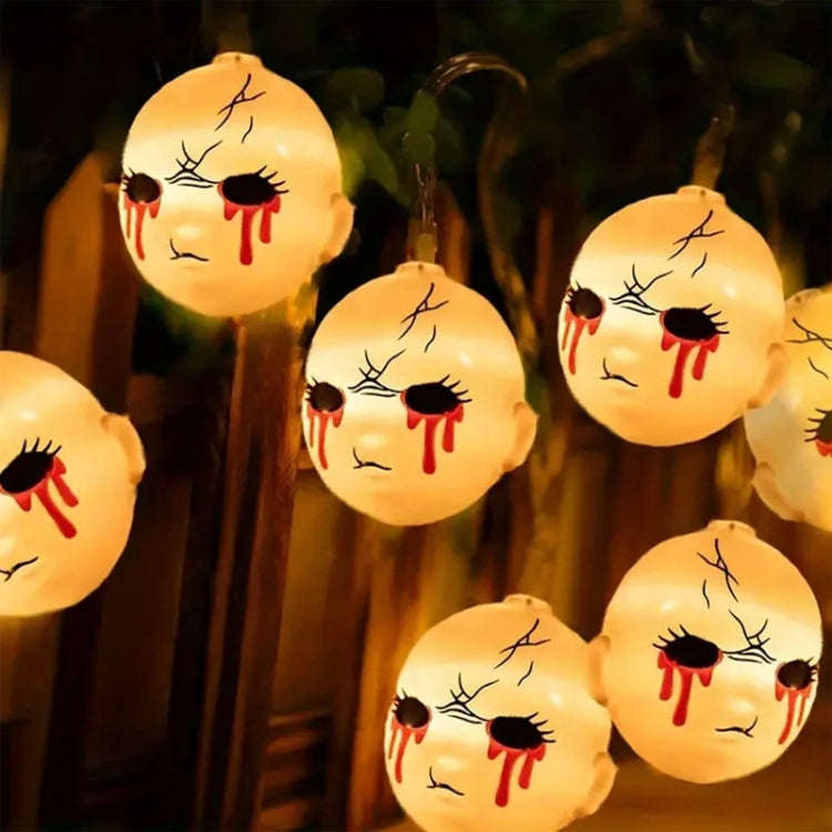 LED Halloween Decoration Atmosphere Layout Ghost Face Light String, Model: 1.5m 10 LEDs Always On...