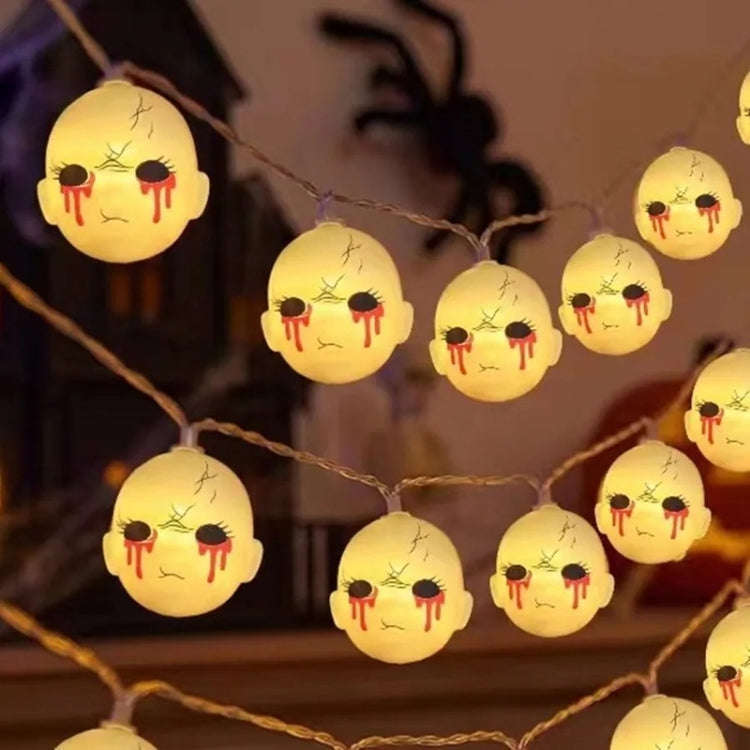 LED Halloween Decoration Atmosphere Layout Ghost Face Light String, Model: 1.5m 10 LEDs Always On...
