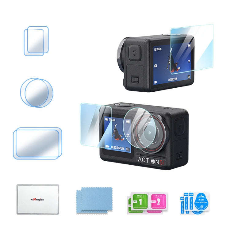 For DJI Osmo Action 5 Pro aMagisn 9H Hardness Tempered Glass Set Package B