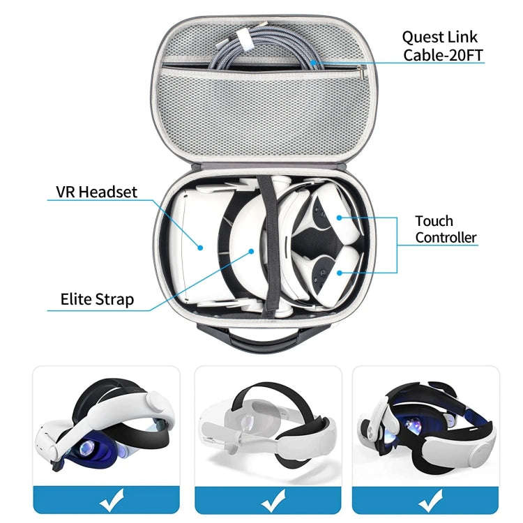 DEVASO For Quest 3S / 3 / 2 / Pro / Pico 4 Large Capacity Carrying Bag Organizer Protective Case