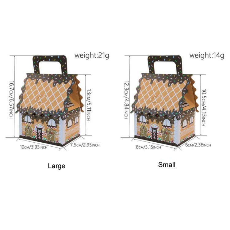 10pcs Christmas Candy Boxes Kraft Paper Christmas House Handbag Candy Boxes, Style: Large Brown Edge