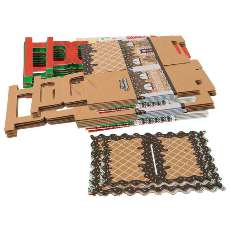10pcs Christmas Candy Boxes Kraft Paper Christmas House Handbag Candy Boxes, Style: Large Brown Edge