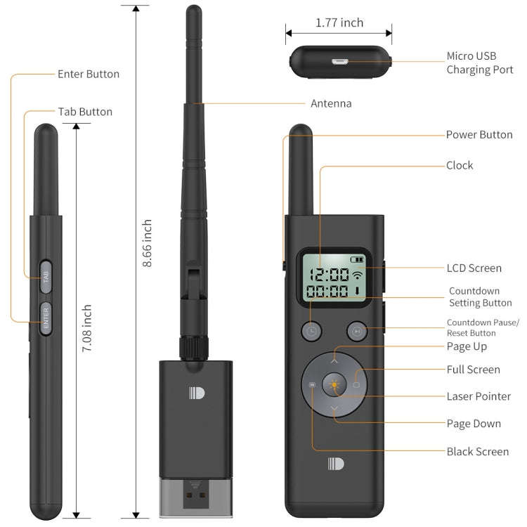 Doosl DSIT037 300m Long Distance Laser Remote Control Green Light Page Turner