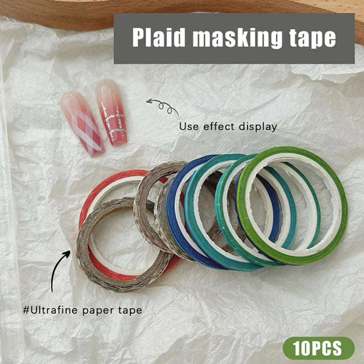 10 Rolls Nail Art Grid Line Paper Tape Stickers 2mm Fine Tape Grid DIY Manicure Pattern Tool(Rand...
