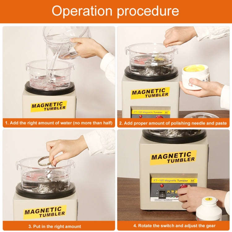 KT-185 Magnetic Polishing Tumbler Stainless Steel Deburring And Polishing Machine, EU Plug(Black)