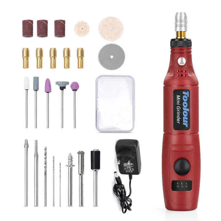 Mini Electric Grinder Micro Grinding Pen DIY Small Carving Tools(EU Plug Red)