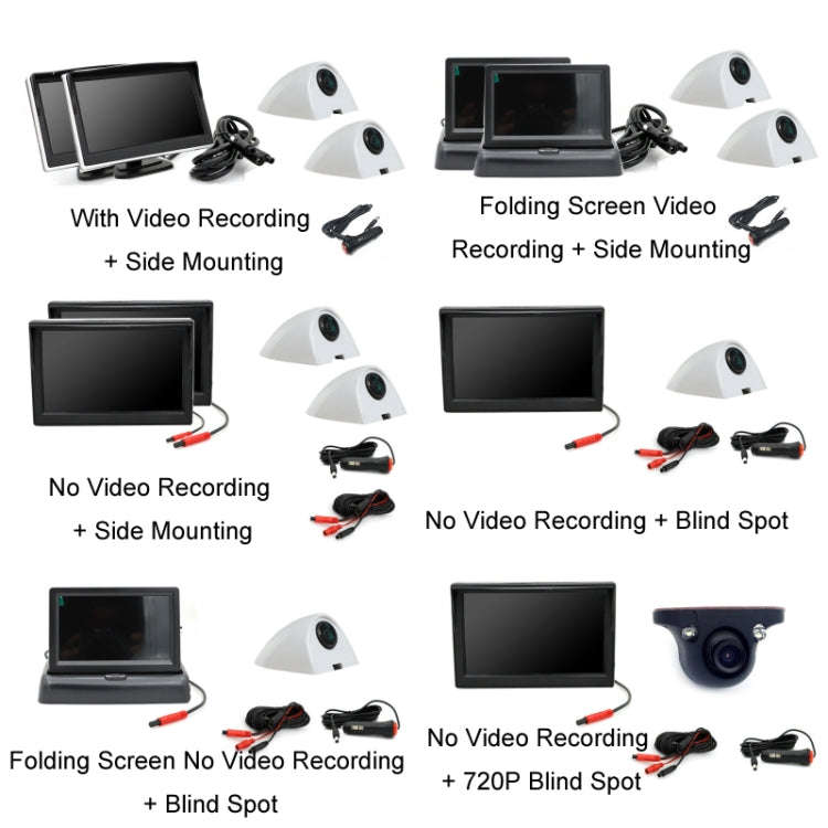 5 Inch AHD Video Monitor Car Reversing High-Definition Camera, Specification: Folding Screen No V...