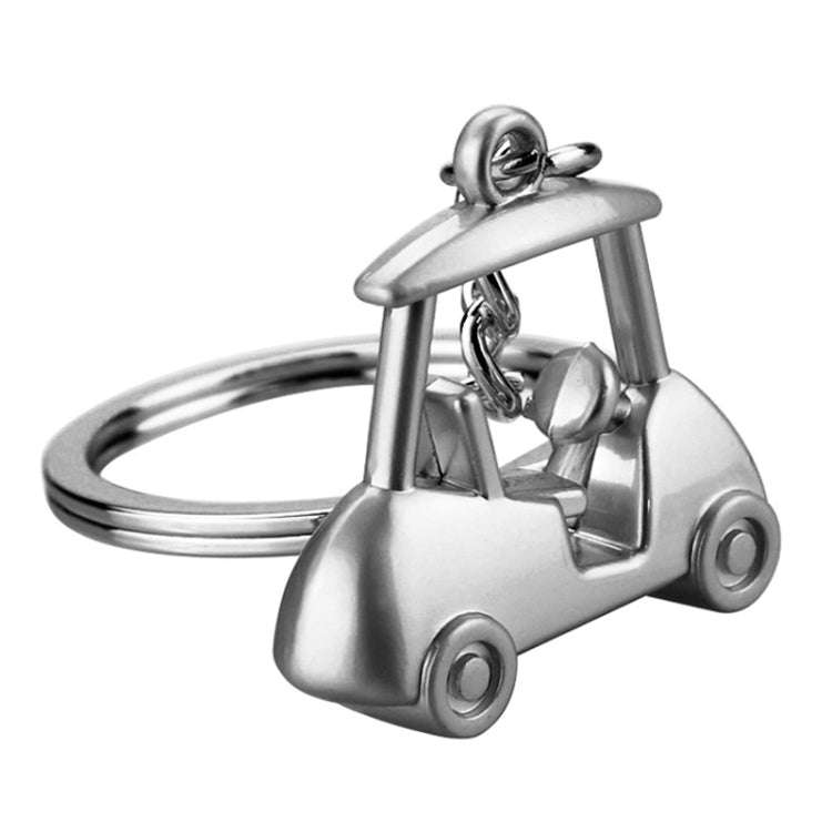 Three- Dimensional Simulation Golf Ball Car Keychain Decorative Pendant, Color: Silver