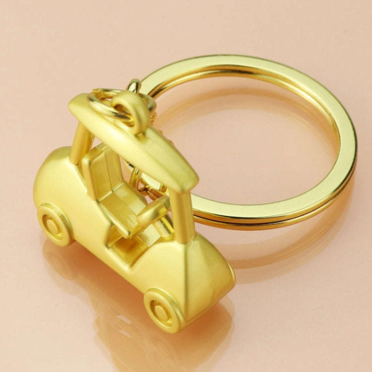 Three- Dimensional Simulation Golf Ball Car Keychain Decorative Pendant, Color: Gold