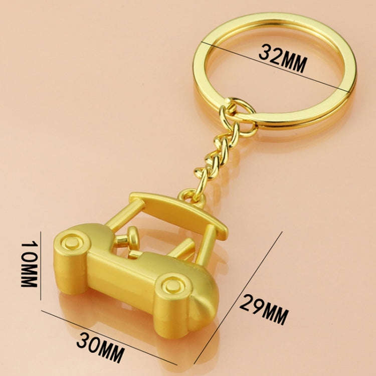 Three- Dimensional Simulation Golf Ball Car Keychain Decorative Pendant, Color: Gold