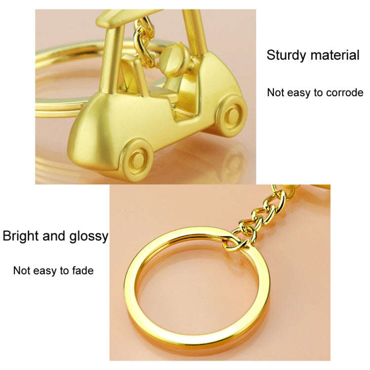 Three- Dimensional Simulation Golf Ball Car Keychain Decorative Pendant, Color: Gold
