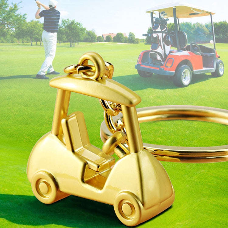 Three- Dimensional Simulation Golf Ball Car Keychain Decorative Pendant, Color: Gold