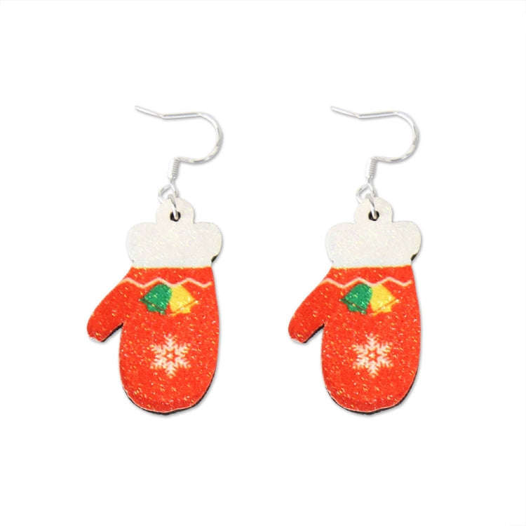 Christmas Element Cartoon Decoration Earrings Shiny Earrings, Spec: Red Gloves