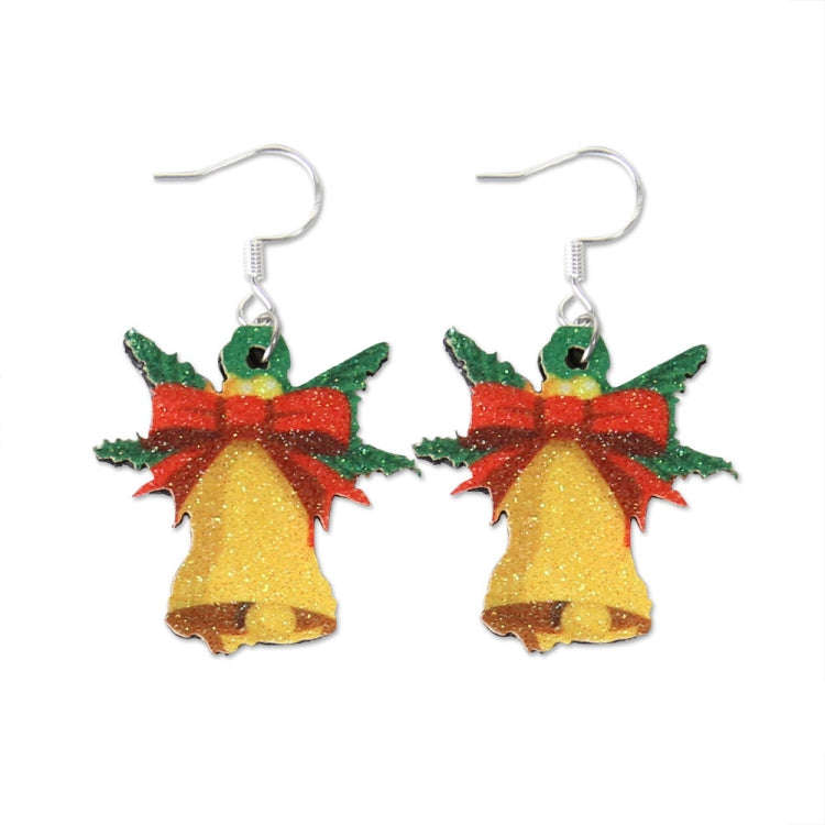 Christmas Element Cartoon Decoration Earrings Shiny Earrings, Spec: Bell