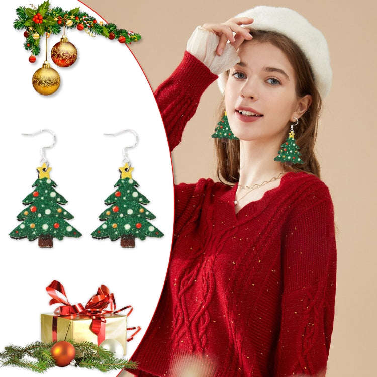 Christmas Element Cartoon Decoration Earrings Shiny Earrings, Spec: Tree