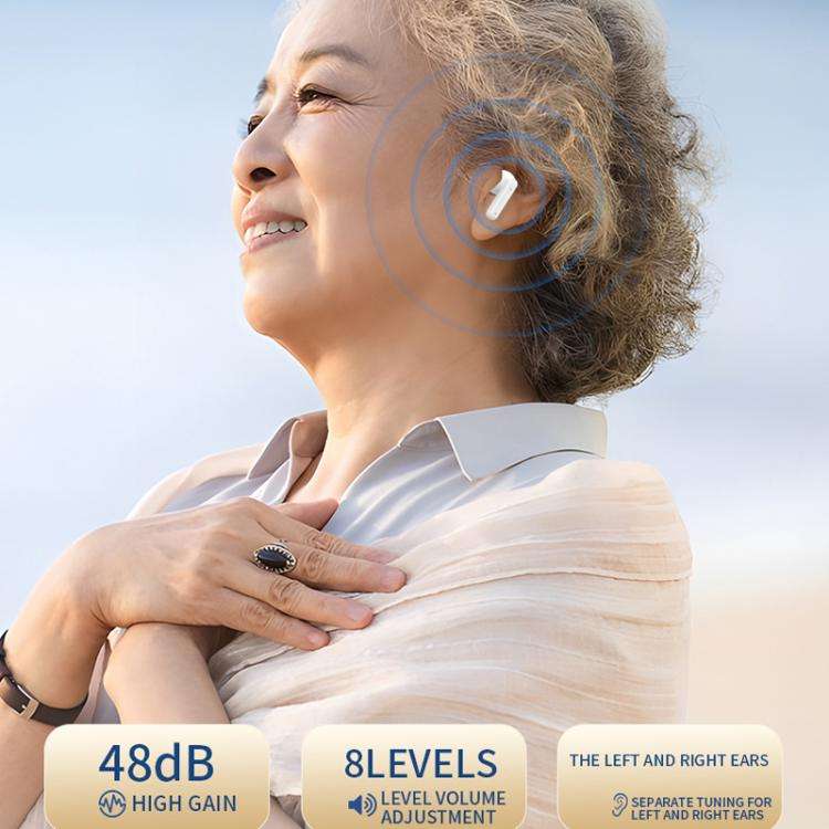 64-Channel Bluetooth Hearing Aid With Digital Charging Compartment(White)