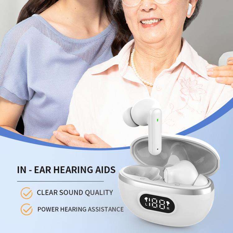 64-Channel Bluetooth Hearing Aid With Digital Charging Compartment(White)