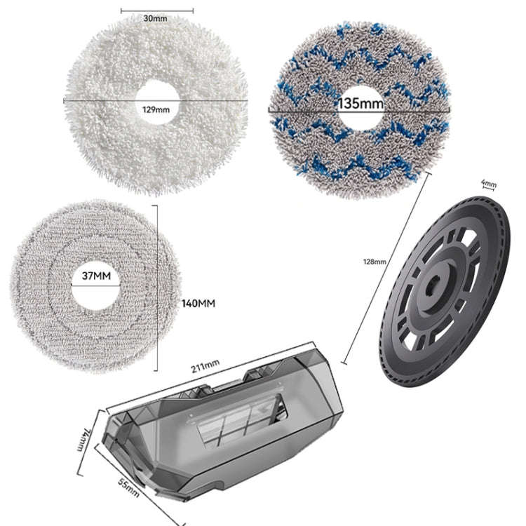 For Dreame X40 / X40 Pro Robot Vacuum Replacement Blue Gray Rag