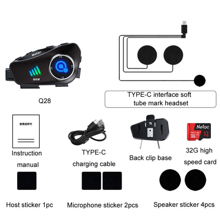KUQIBAO Q28 Motorcycle Riding Helmet Bluetooth-compatible Headset Recorder(Soft Microphone)
