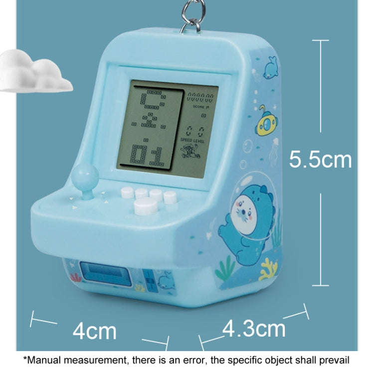 Child Portable Arcade Game Machine Keychain Pendant Mini Building Block Game Toy Gift(Blue)