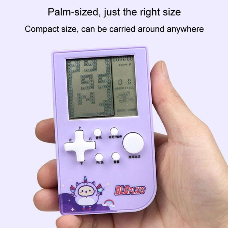 Classic Handheld Game Machine Kids Game Console Toy Educational Building Block Game Toy(Blue)